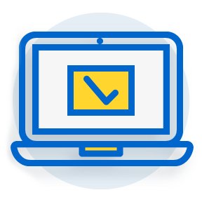 illustration of an open laptop with a check mark on the monitor